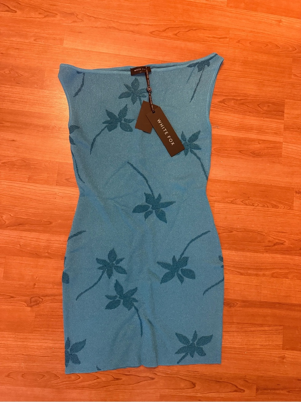 White Fox Blue Floral Knit Dress